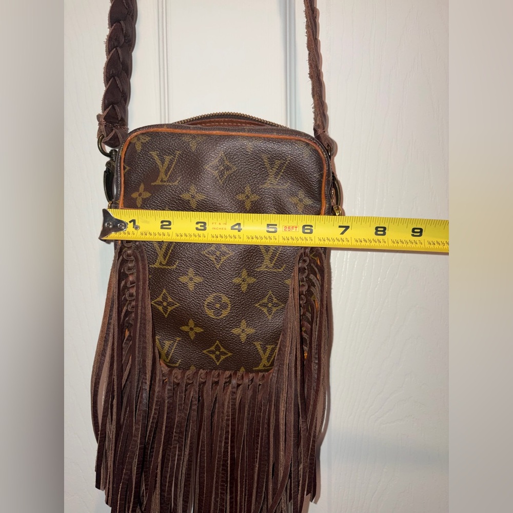 Authentic Vintage Louis Vuitton Crossbody with added Boho Fringes - Picture 9 of 10